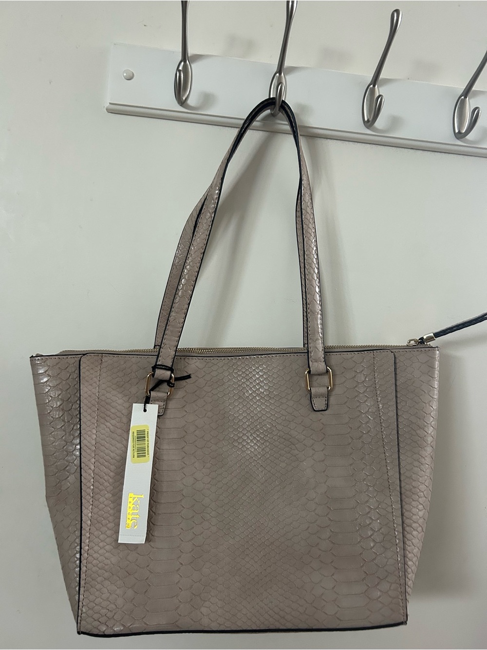 Kate Landry Taupe Snake-Embossed Tote